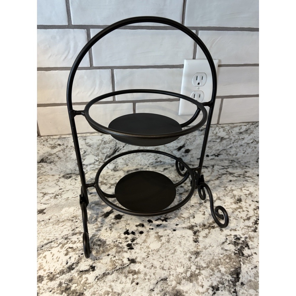 Vintage Longaberger Wrought iron 2-Tier Mini Pie stand Holiday Serving Stand
